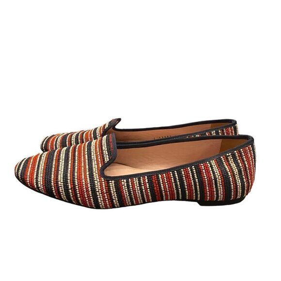 Pretty Loafers Sz 8 Red White Blue Corded Fabric Slip On Comfort Driving Flats - Picture 2 of 7